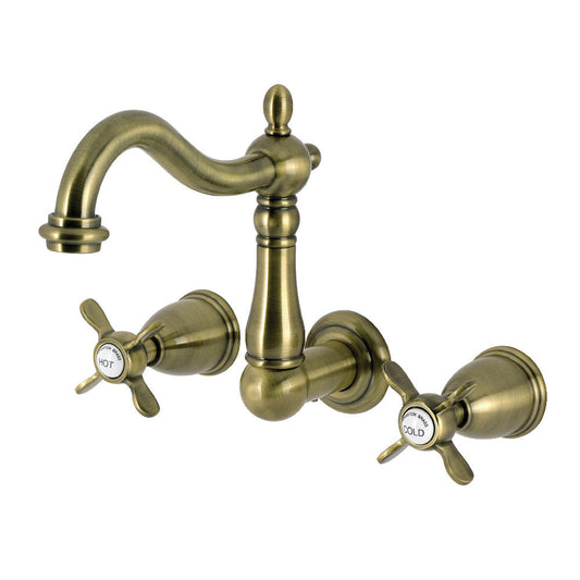 Essex Wall-Mount Bathroom Faucet in Antique Brass