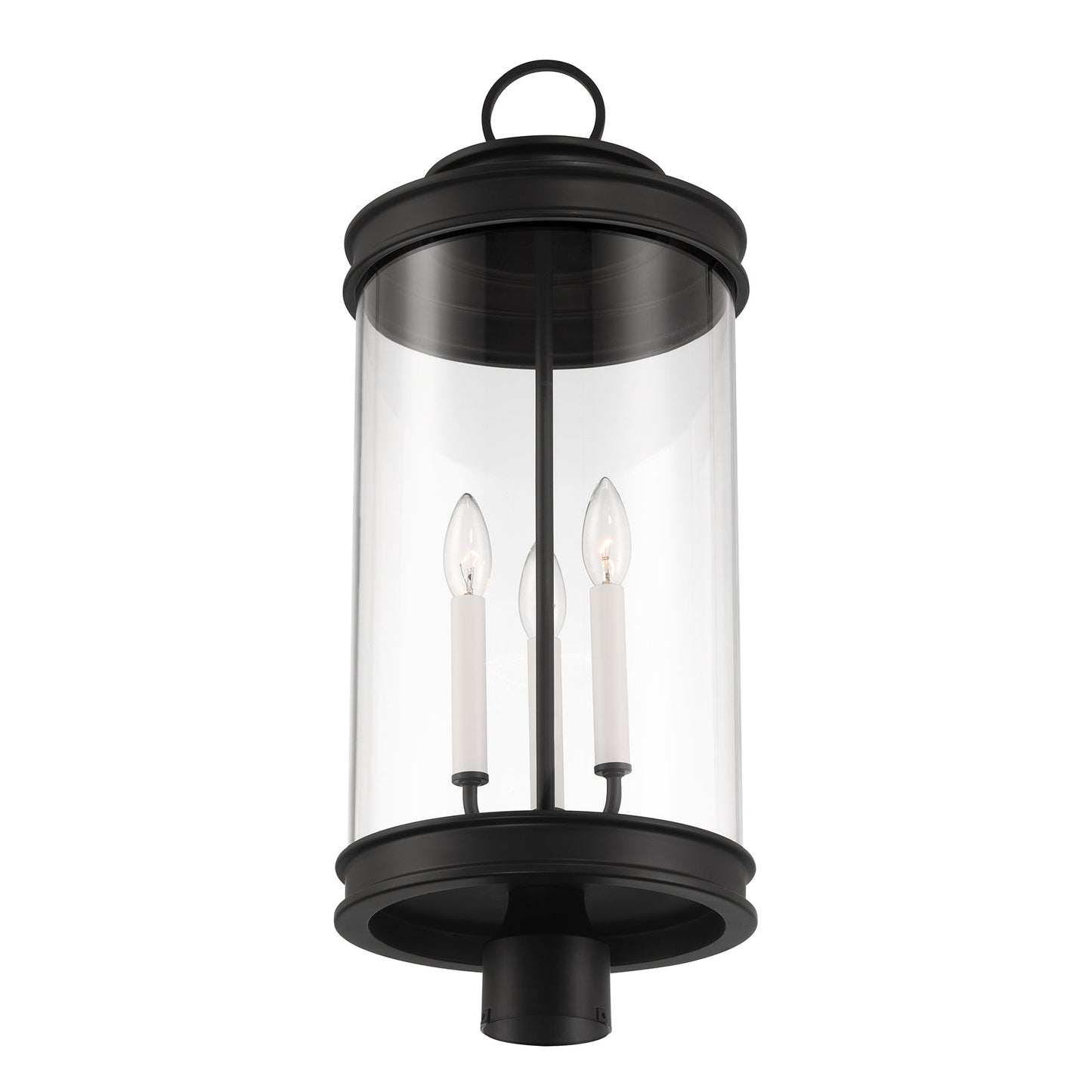 Englewood 3-Light Outdoor Post Lantern in Matte Black