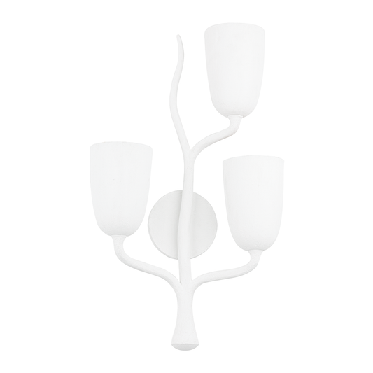 Vine Wall Sconce with White Plaster Finish