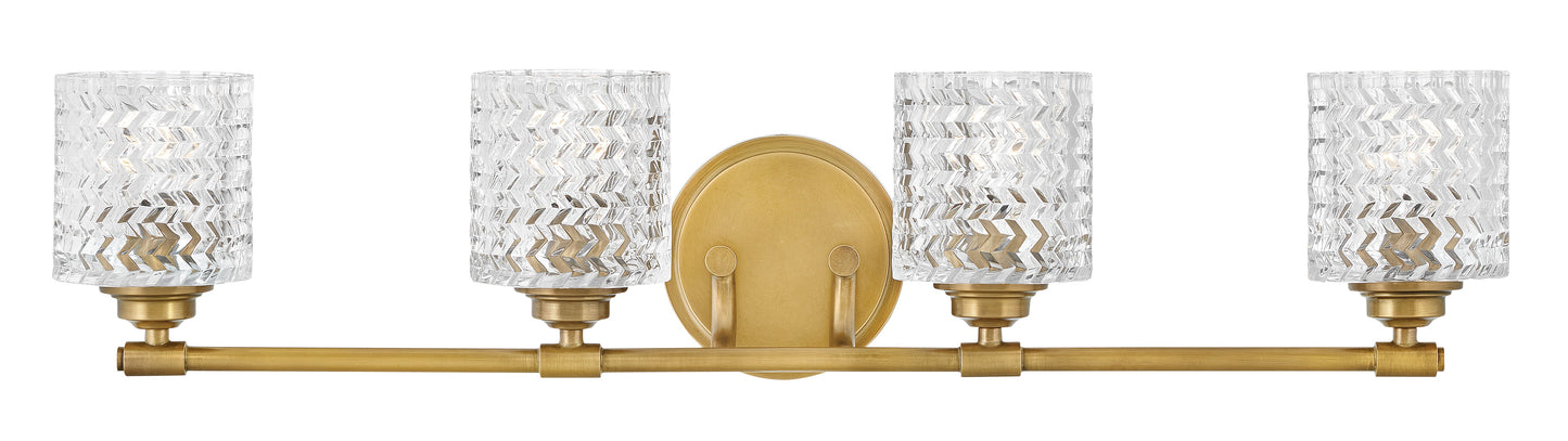 Elle Large Four Light Vanity In Light Brass Finish