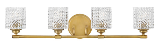 Elle Large Four Light Vanity In Light Brass Finish