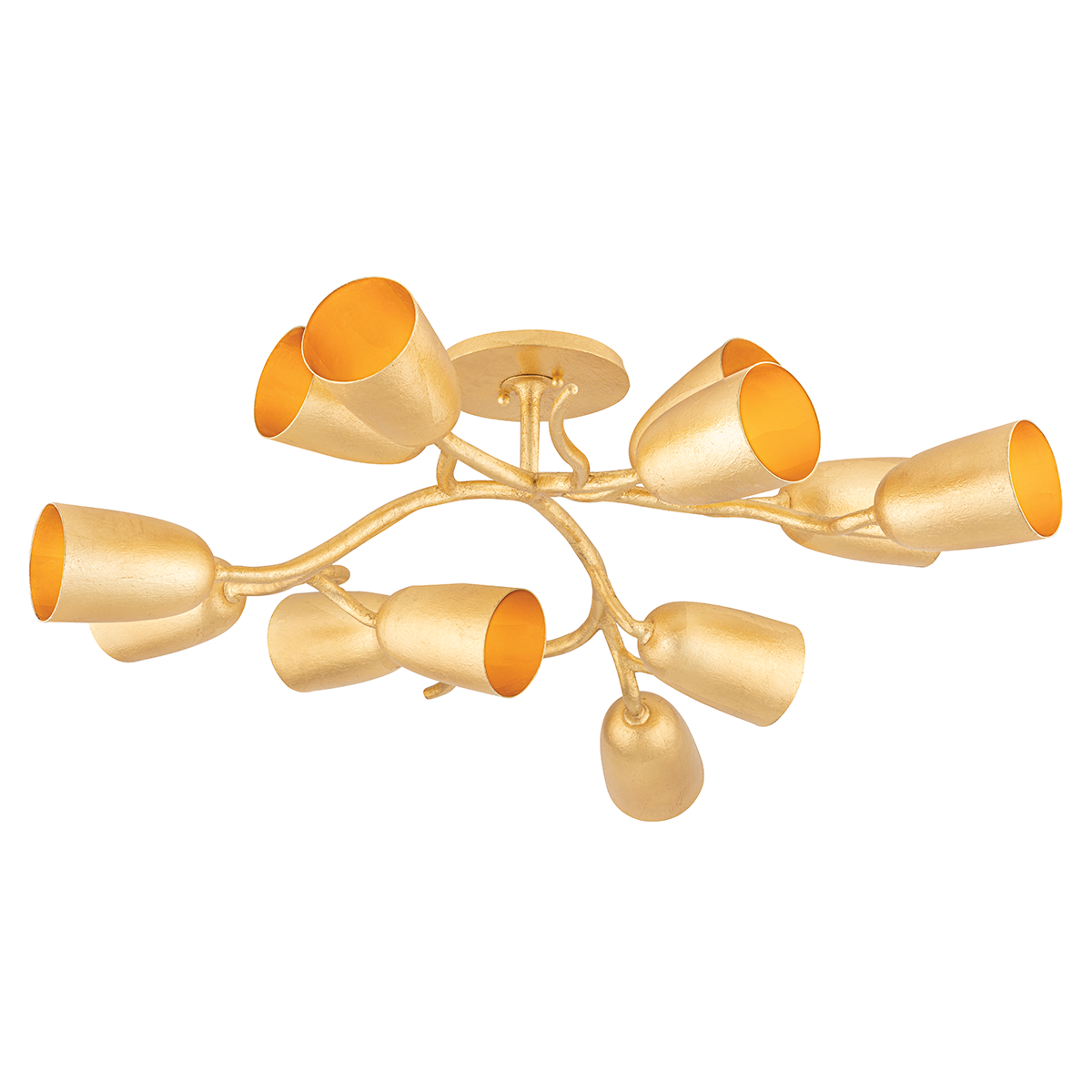 Vine Semi Flush with Gold Leaf Finish