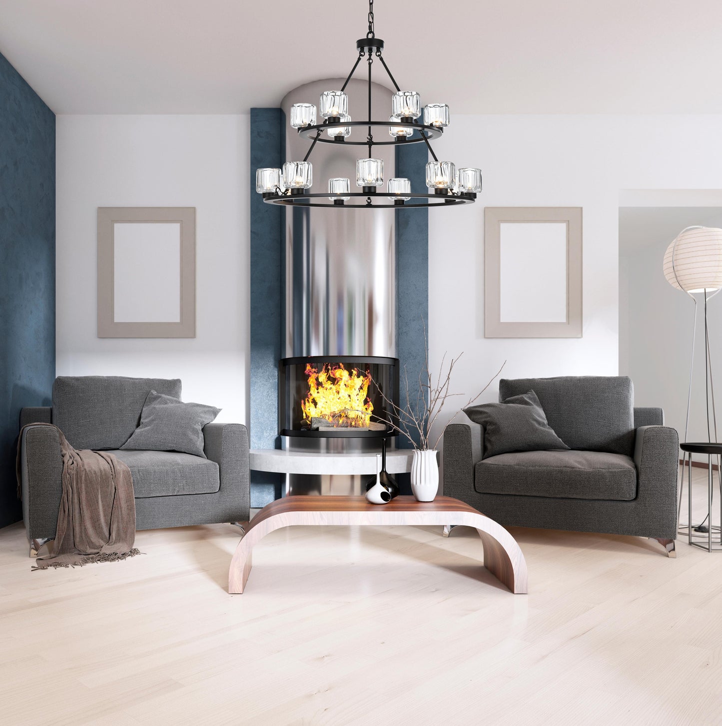 Cadence 36 inch Two-Tier Chandelier in Black