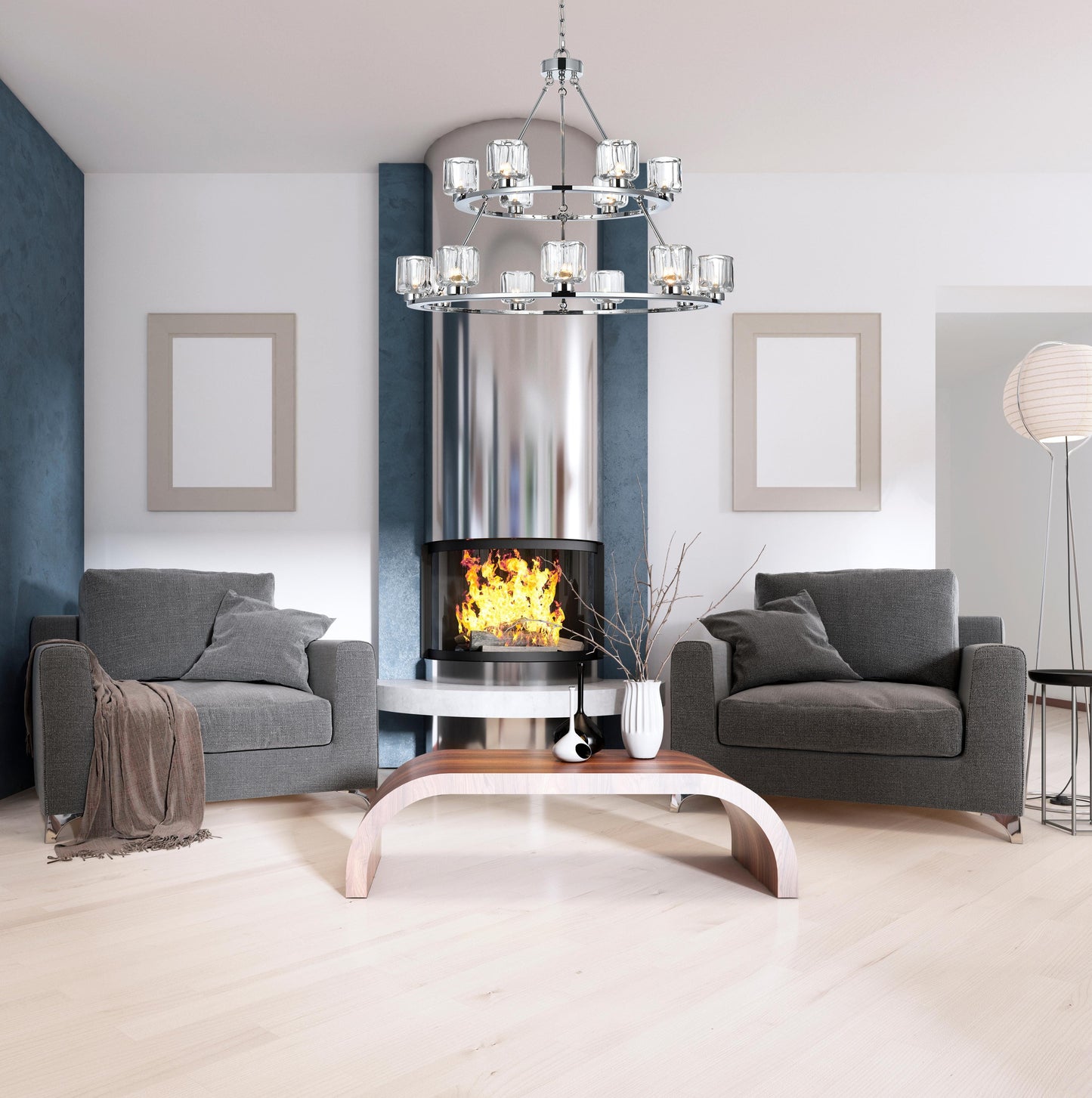 Cadence 36 inch Two-Tier Chandelier in Chrome