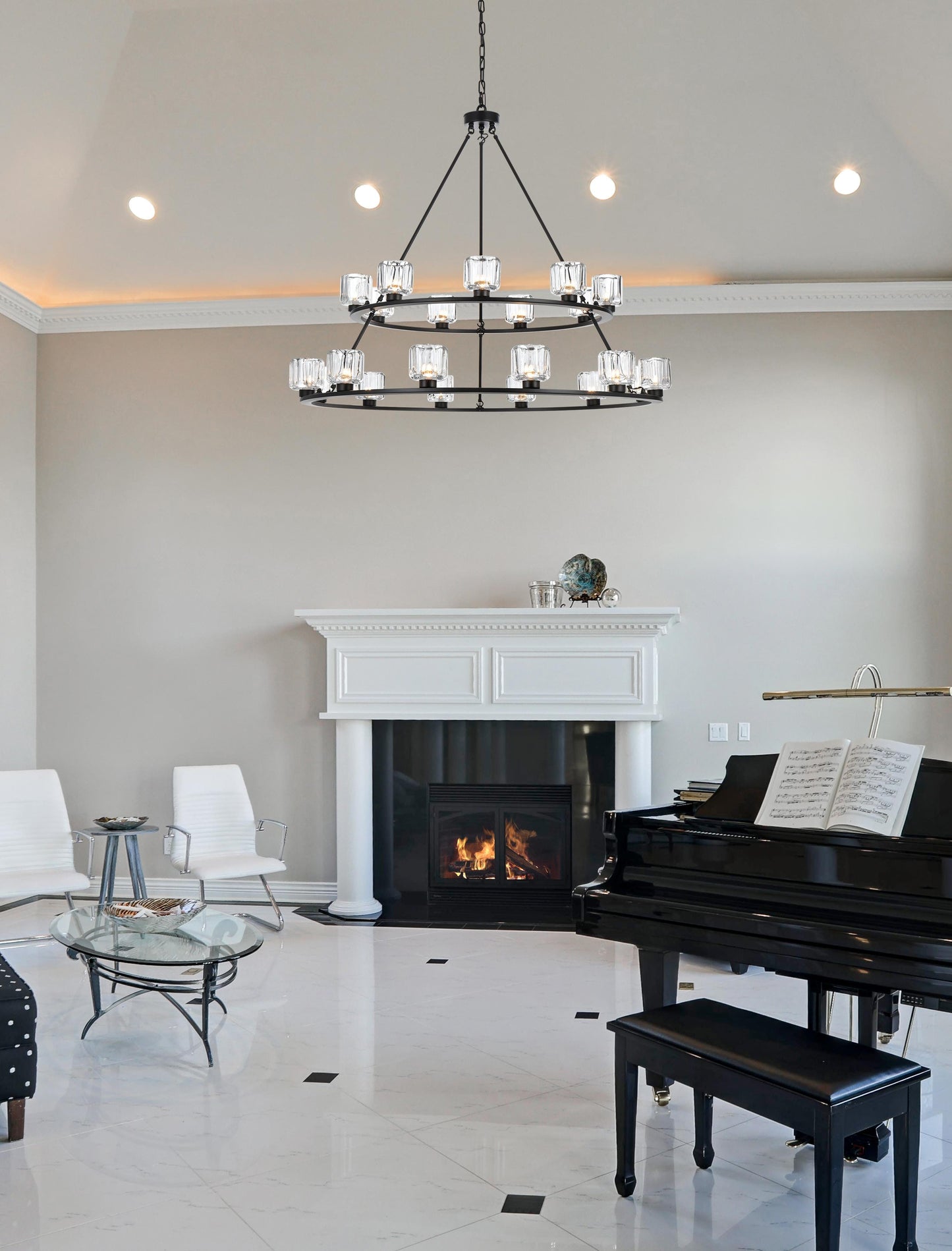 Cadence 48 inch Two-Tier Chandelier in Black