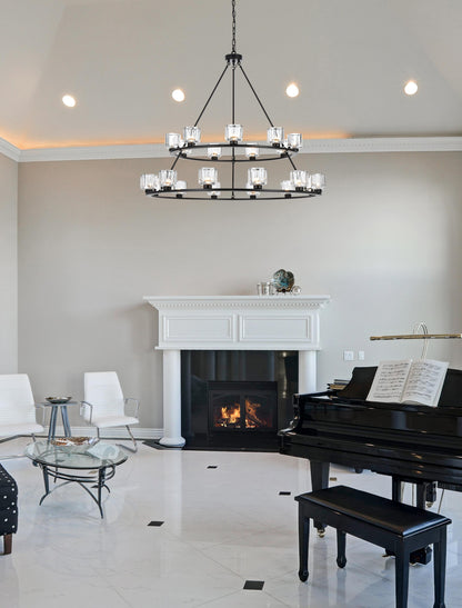 Cadence 48 inch Two-Tier Chandelier in Black