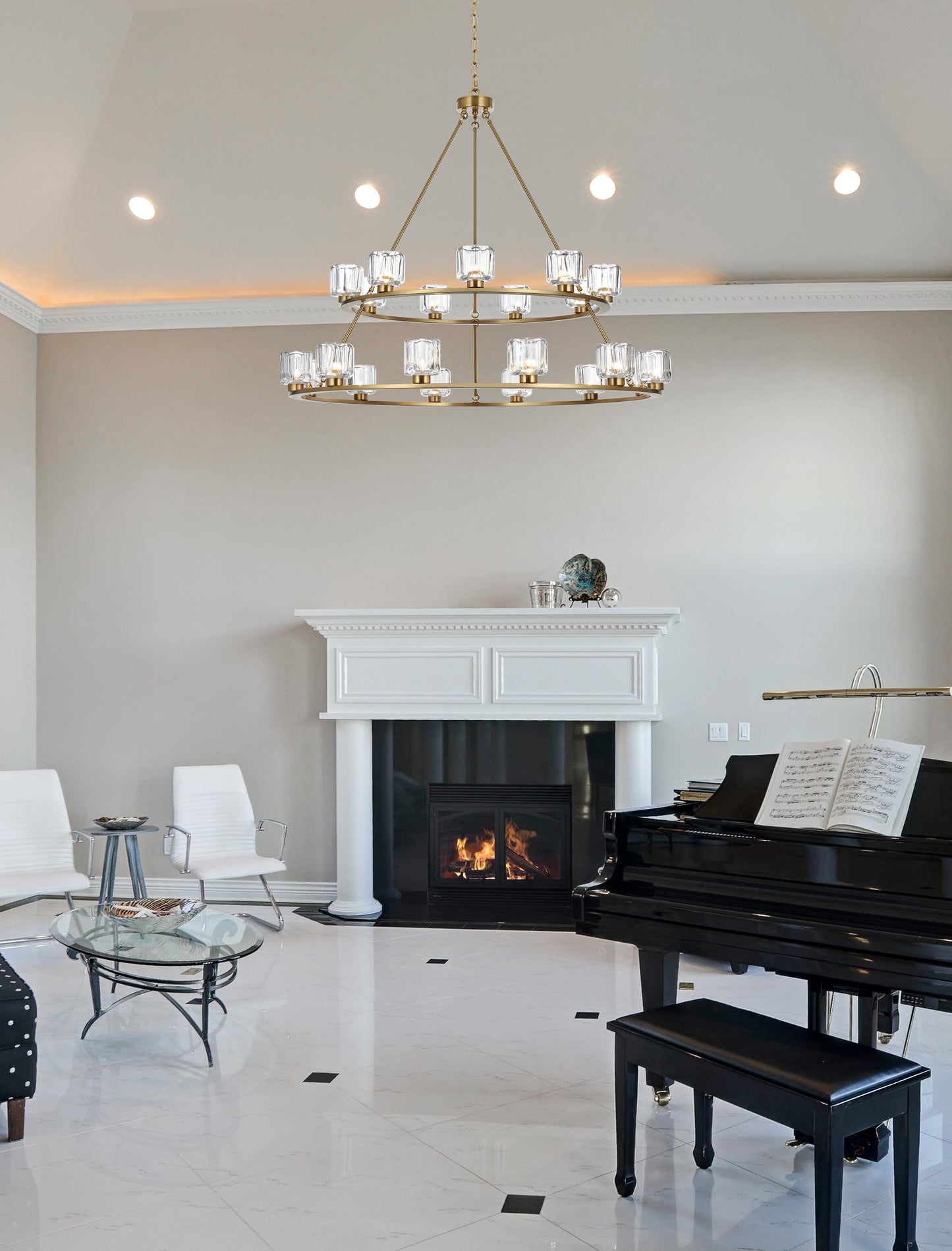 Cadence 48 inch Two-Tier Chandelier in Satin Gold