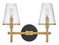 Marten Small Two Light Vanity In Light Brass Finish