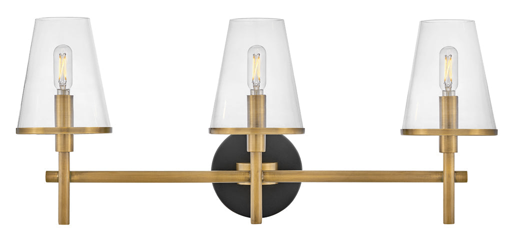 Marten Medium Three Light Vanity In Light Brass Finish