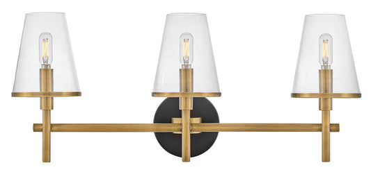 Marten Medium Three Light Vanity In Light Brass Finish