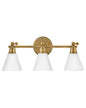Arti Medium Adjustable Three Light Vanity In Light Brass Finish