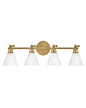 Arti Large Adjustable Four Light Vanity In Light Brass Finish