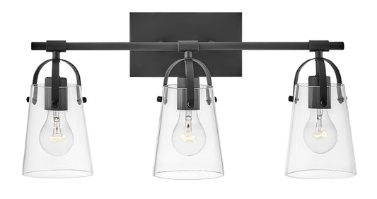 Foster Medium Three Light Vanity In Black Finish