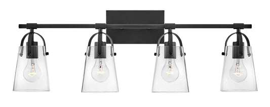 Foster Large Four Light Vanity In Black Finish