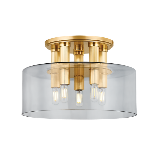 CRYSTLER FLUSH MOUNT with AGED BRASS Finish