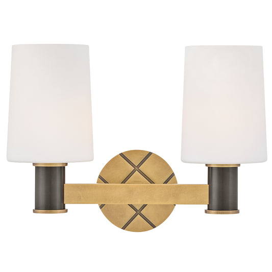 Declan Small Two Light Vanity In Light Brass Finish