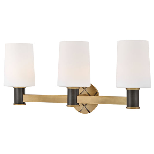 Declan Medium Three Light Vanity In Light Brass Finish