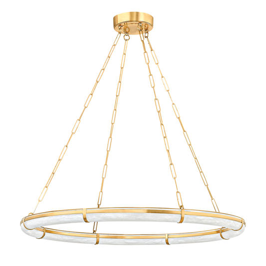 SENNETT Chandelier with Aged Brass Finish