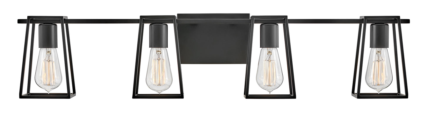 Filmore Large Four Light Vanity In Black Finish