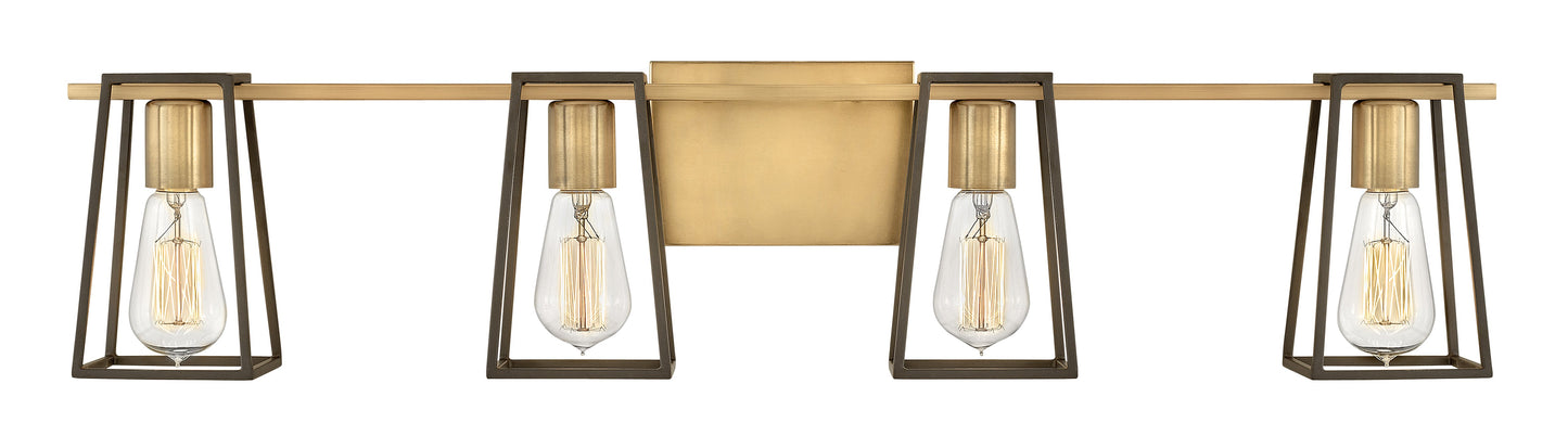 Filmore Large Four Light Vanity In Light Brass Finish