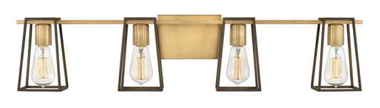 Filmore Large Four Light Vanity In Light Brass Finish