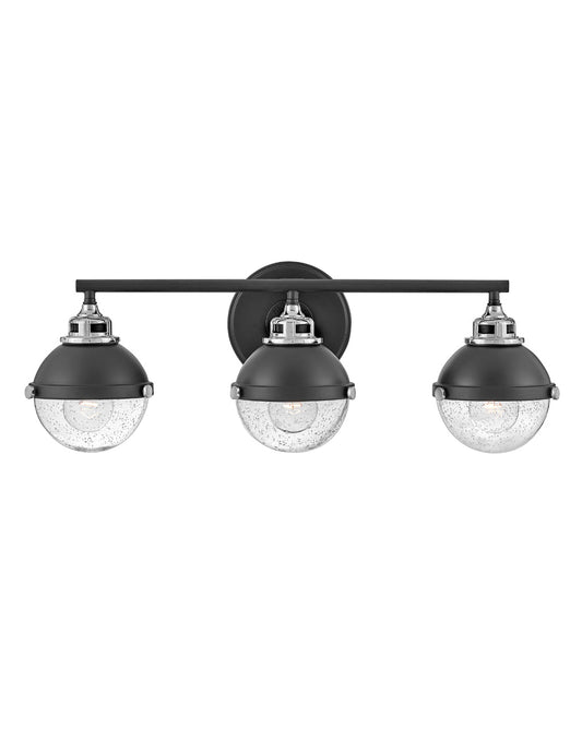 Fletcher Medium Three Light Vanity In Black Finish