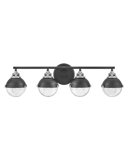 Fletcher Large Four Light Vanity In Black Finish