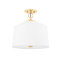 White Plains Semi Flush with Aged Brass Finish