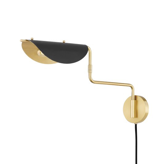 SUFFIELD Plug-in Sconce with Aged Brass/soft Black Finish