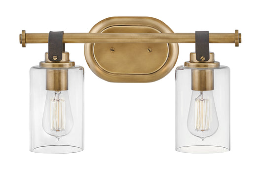 Halstead Small Two Light Vanity In Light Brass Finish