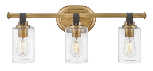 Halstead Medium Three Light Vanity In Light Brass Finish