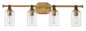 Halstead Large Four Light Vanity In Light Brass Finish