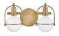 Somerset Small Two Light Vanity In Light Brass Finish