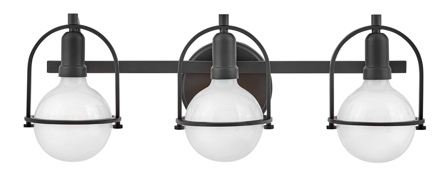 Somerset Medium Three Light Vanity In Black Finish