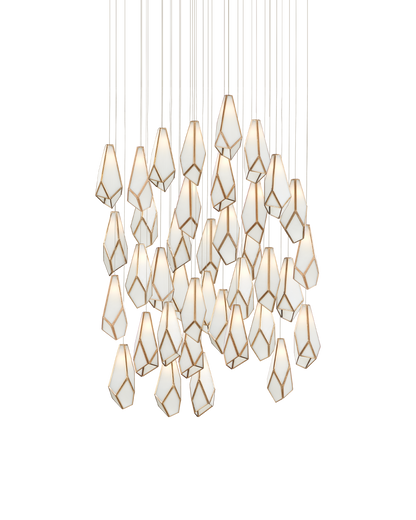 Glace White 36-Light Round Multi-Drop Pendant
