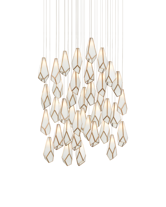Glace White 36-Light Round Multi-Drop Pendant