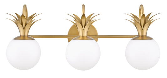 Palma Medium Three Light Vanity In Light Brass Finish