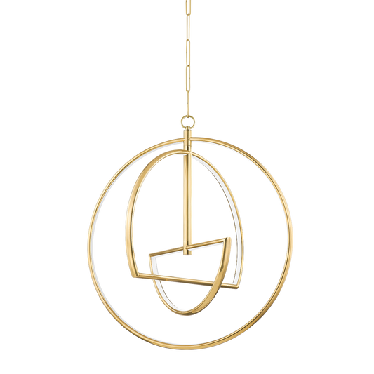 WELLAND Chandelier with Aged Brass Finish