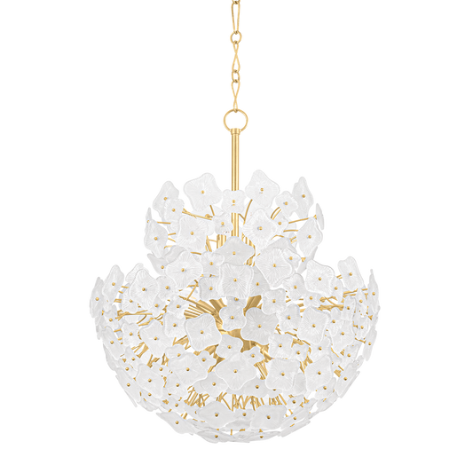 BARRYTOWN Chandelier with VINTAGE GOLD LEAF Finish