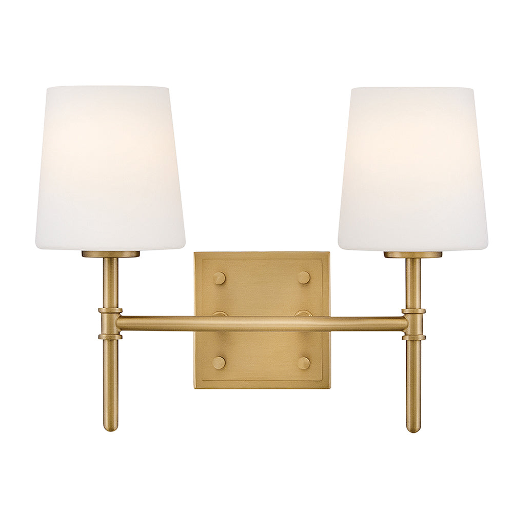 Saunders Small Two Light Vanity In Light Brass Finish