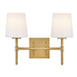 Saunders Small Two Light Vanity In Light Brass Finish