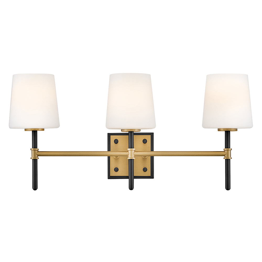 Saunders Medium Three Light Vanity In Black Finish