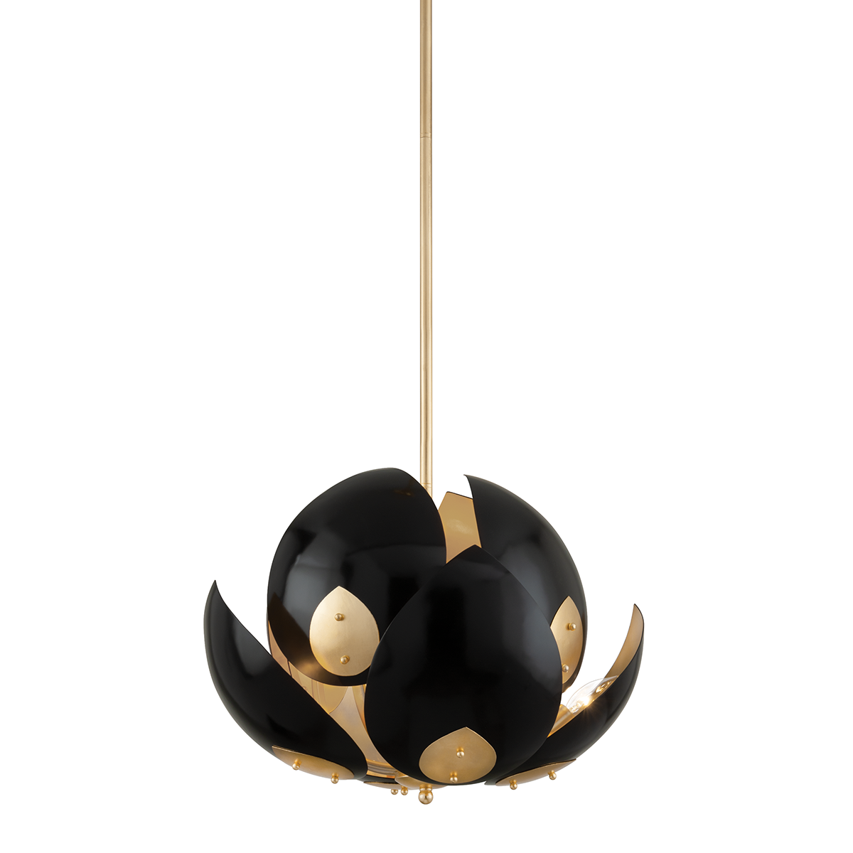 Lotus Chandelier with Gold Leaf/black Finish