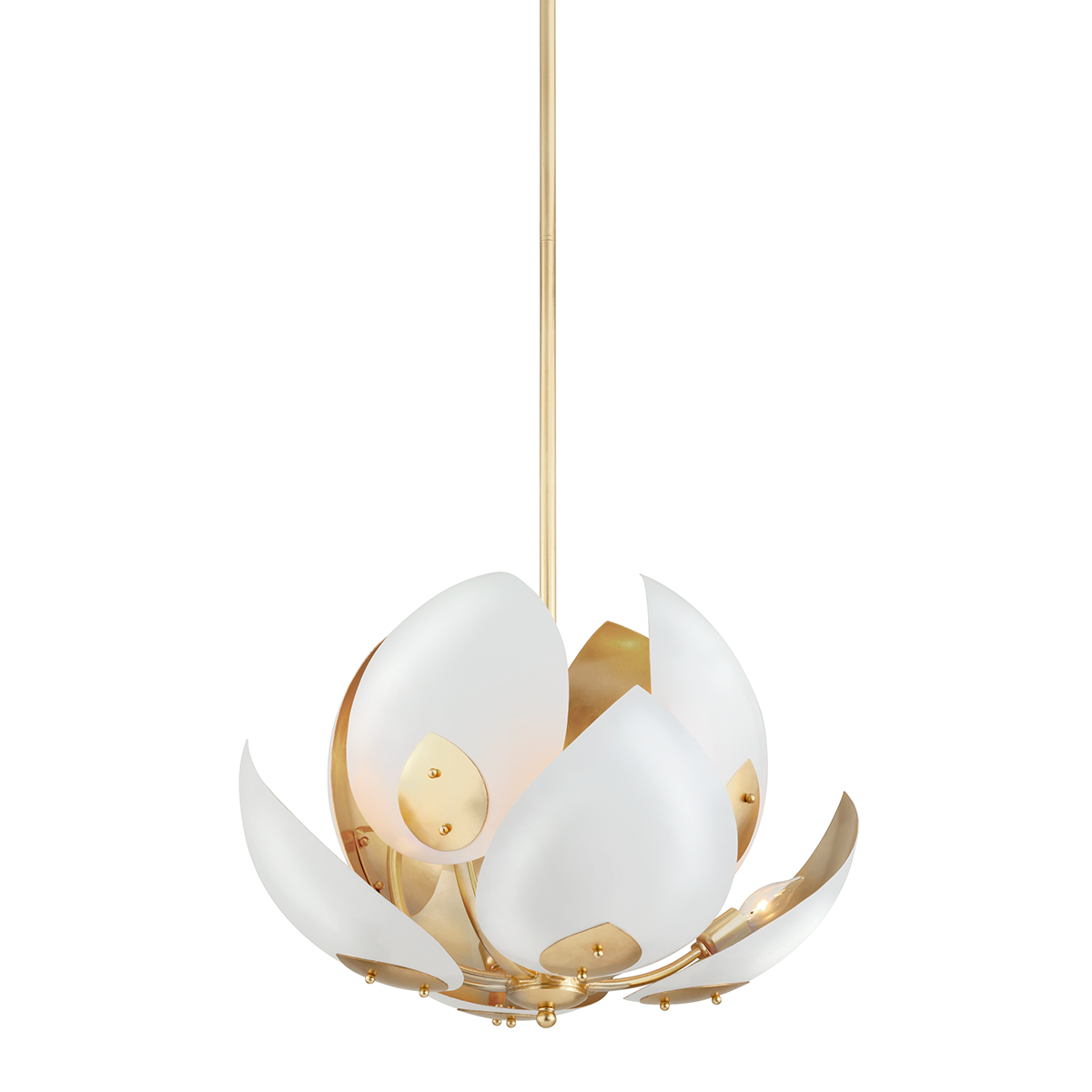 Lotus Chandelier with Gold Leaf/white Finish