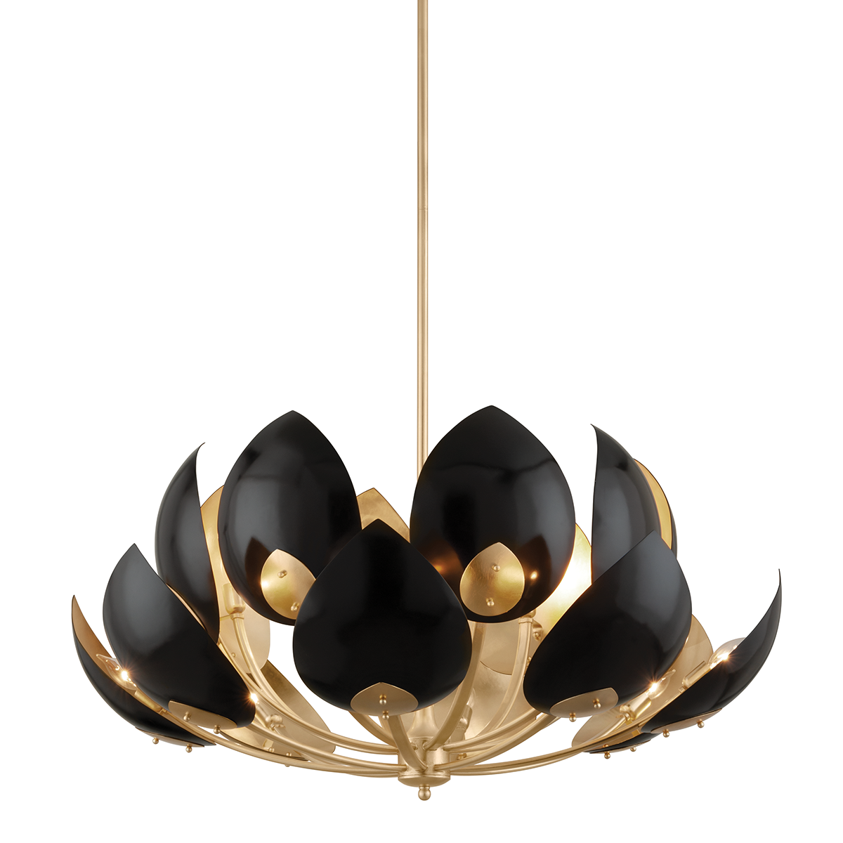 Lotus Chandelier with Gold Leaf/black Finish