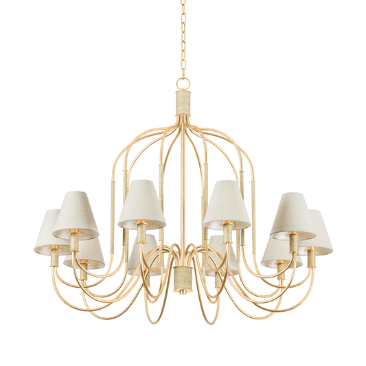 WARRENSBURG Chandelier with Vintage Gold Leaf Finish