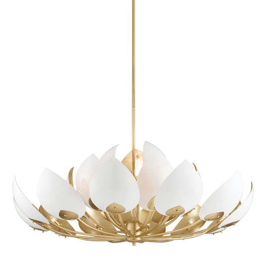 Lotus Chandelier with Gold Leaf/white Finish