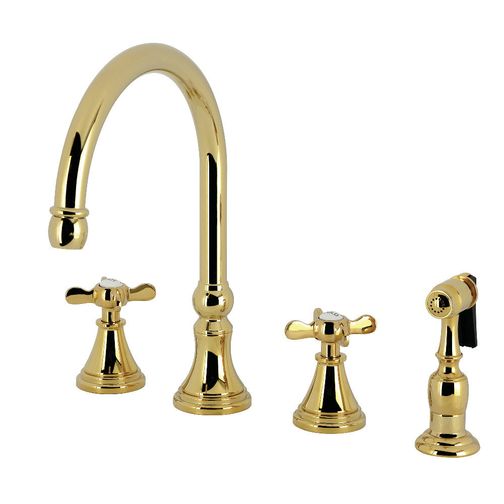 Essex Widespread Kitchen Faucet in Polished Brass