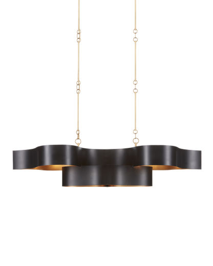 Grand Lotus Black Oval Chandelier