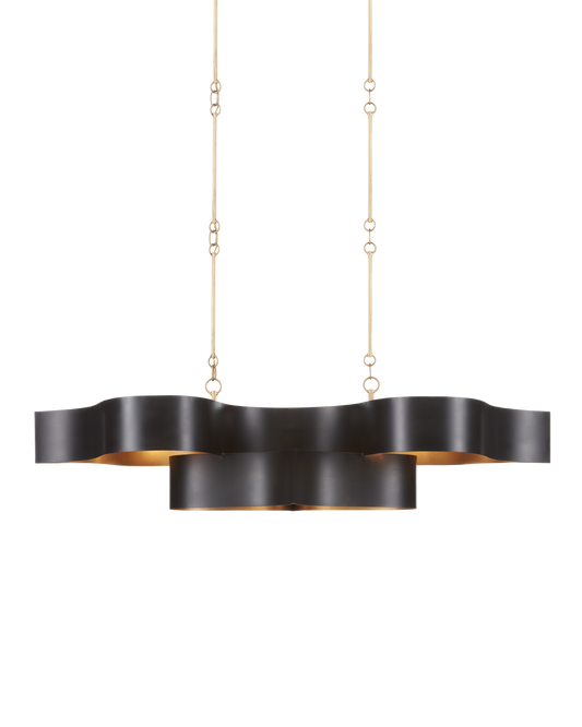 Grand Lotus Black Oval Chandelier